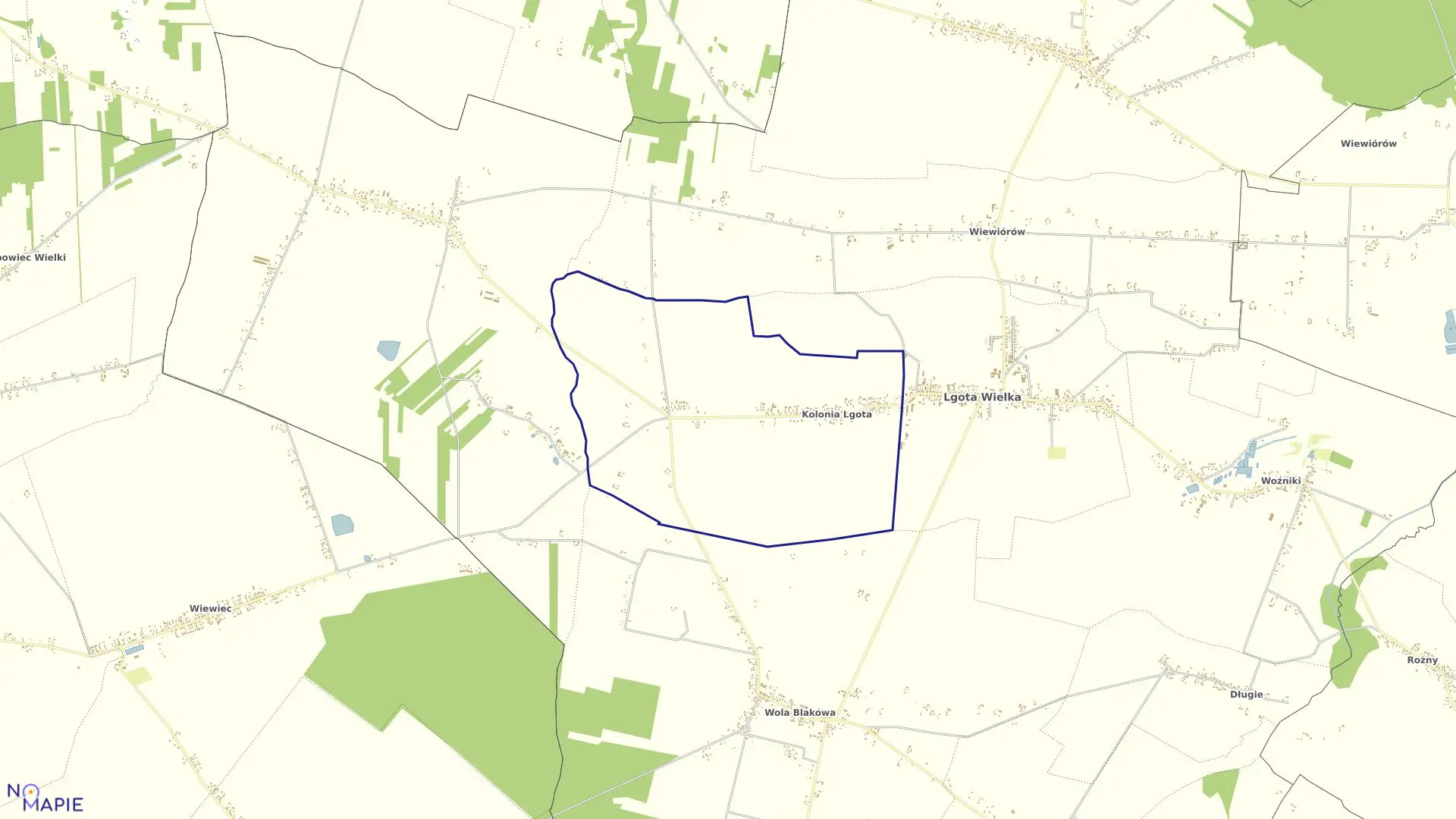 Mapa obrębu KOLONIA LGOTA WLK. w gminie Lgota Wielka